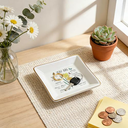 Birthday Gifts for Women, Narcissus Scripture Jewelry Dish, Christian Gift - style: Narcissus: Hope, Wealth, Protection(December Birth Flower)
