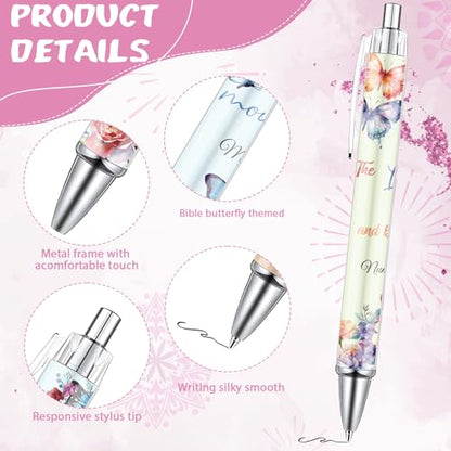 Wxiben Christian Butterfly Ballpoint Pens - 24PCS Bible Verse Inspirational Quotes Pens Set Religious Flower Butterfly Smooth Writing Gifts for Women Coworker Teacher Office School Supplies - color: Christian Butterfly Themed