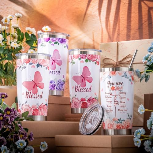 Gejoy 4 Pack Bible Verse Tumblers 20 oz Stainless Steel with Lid