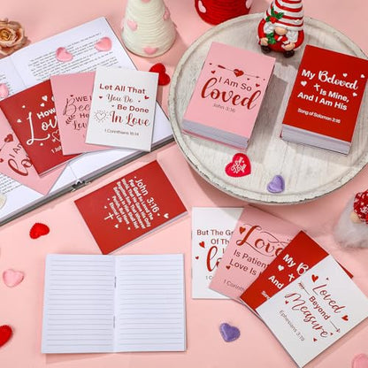 Gilprop 50 Pcs Christian Valentines Notebooks Jesus Bible Notepads Gifts Bulk Religious Scripture Prayer Inspirational Journals Gifts for Church Catholic Members Sunday School Friends(Valentine's Day) - style: Valentine's Day