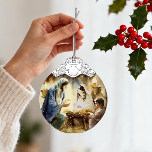 Nativity Scene Ornament, Christmas Tree Ornament, Religious Christmas Ornament, Holy Family, Baby Jesus, Christian Home Decor, Religious Gifts, Christian Gifts, Gift Exchange, Gift Idea - color: Nativity Pattern D
