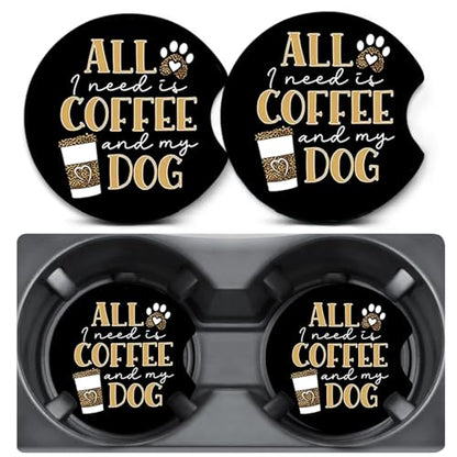 2 Pack Coffee Dog Car Coasters for Cup Holders,Neoprene Anti Slip Mat - color: Coffee Dog