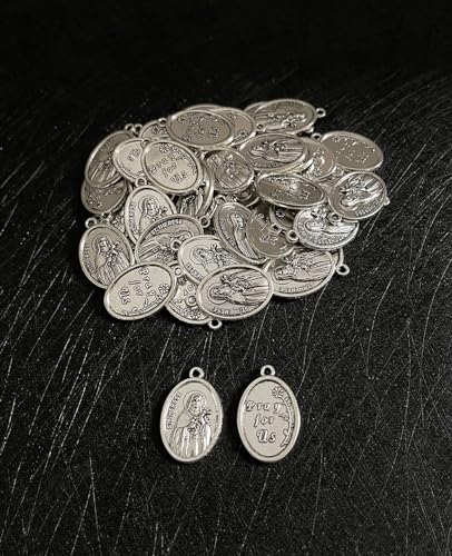 COTTVOTT Saint Therese of Lisieux/Saint Mother Teresa of Calcutta/Divine Mercy Jesus/Mater Dolorosa Patron Saint Medal Charm Pendant for DIY Rosary Necklace Bracelet Jewelry Making Part - color: 30pcs-St. Therese medal