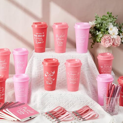 Skylety 12 Set Christian Gifts Bulk Scripture Cup Set, Pink Gradient - color: Pink Gradient
