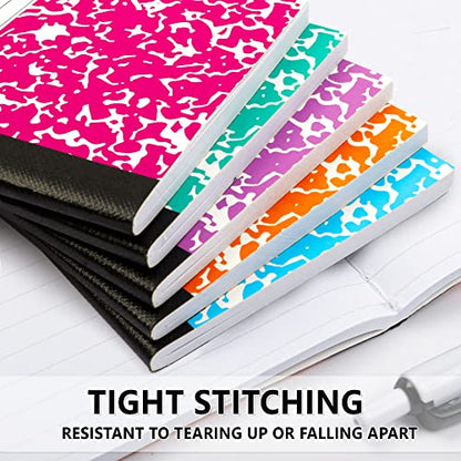 feela 70 Pack Mini Composition Notebook Bulk, Cute Pocket Composition Note Pad, Small Journal Notebooks for Students College School Supplies, 4.5" X 3.25", Narrow Ruled, 5 Pastel Marble Covers - color: 70 Pack 5 Pastel Colors