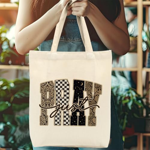 Faith Canvas Tote Bag, Christian Gifts for Women Girls Mom Sister Inspirational Bible Verse Birthday Christmas - color: Jesus Christian 811