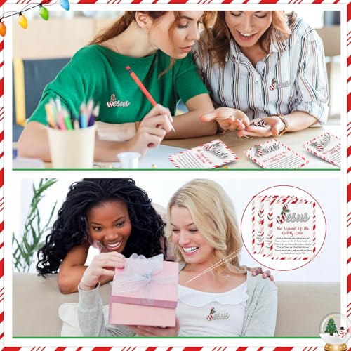 Quelay 30 Sets Candy Cane Jesus Pins on Card Bulk Religious Christian Christmas Jesus Pins with Legend of Candy Cane Card for Church Christmas Gift Stocking Stuffers Sunday School Party Favor - style: Candy Cane