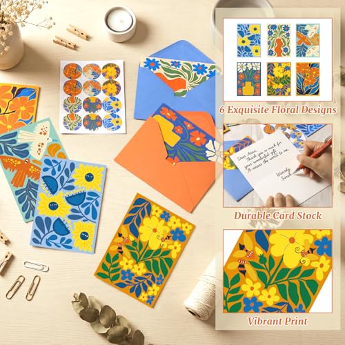 Thboxes Blank Cards and Envelopes, 24 Pack Blank Note Cards, 4x6In - style: Abstract Floral Blank Card