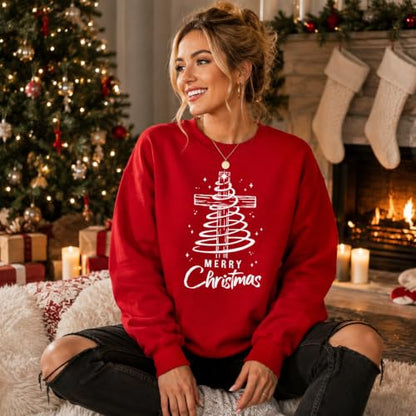 Women's Christian Christmas Sweatshirt Jesus Graphic Crewneck Holiday Top - color: Red, size: Medium