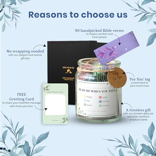 90 Day Bible Verse Jar, Christian Gifts, Read Me When - style: Classic White (Gift Box)