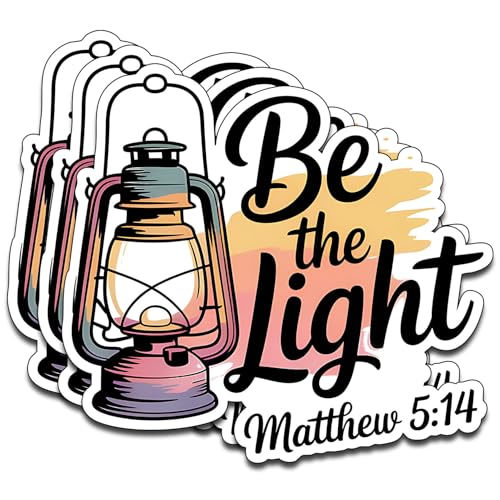 (3pcs) Be The Light Matthew Christian Quote Sticker Bible Verse Sticker for Laptop Water Bottle Vinyl Waterproof Faith Aesthetic Jesus Inspirational Stickers. Size 2.8" x 3" - color: Be the Light Matthew
