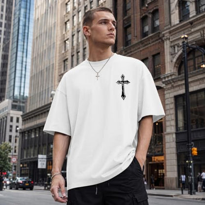 BINTEHGS Men's Christian Faith T-Shirts Inspirational Bible Verse Shirt Cross Oversized Tshirts for Men Jesus Graphic Tees - color: White, size: Large