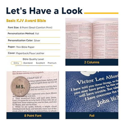 Personalized KJV Small Print Bible for Adults, Name Engraved, Standard Size - color: Blue, style: King James Version