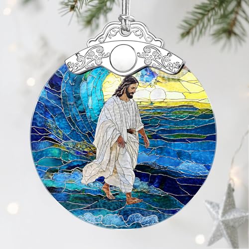 Jesus Christ Christmas Decorations - God Jesus Home Decor | Stained Glass Ornament | Christmas Ornaments for Tree | Christian Holiday Ornament – Christian Gifts, Religion Gifts, Gift Ideas, Xmas Gift - color: Style 3-jesus
