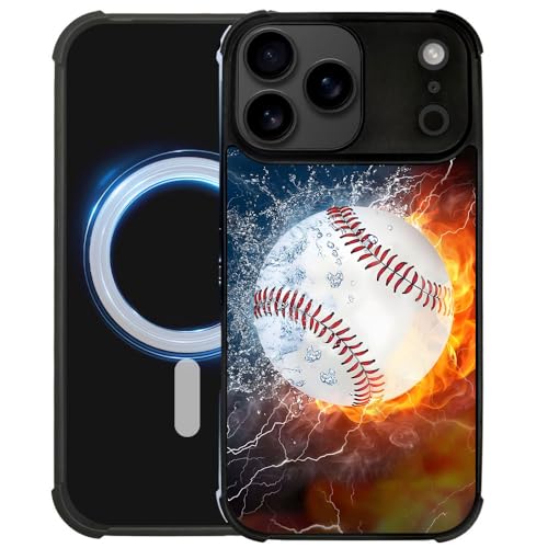 DAIZAG Case for iPhone 17 Pro Max,[Compatible with Magsafe] Air-Guard Corners Shockproof Soft Phone Cover for Boy Men Gift,Ice Fire Baseball - color: Ice Fire Baseball, size: iPhone 17 Pro Max