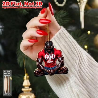 16Pcs AdornJoy African American Christian Men Wooden Ornaments, 2D Flat Faith Bible Quote Black Man Hanging Decor, Religious Scripture Pendant for Home, Yard & Holiday Decor, Christian Gift