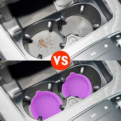 Amooca 2-Pack Spill-Proof Cup Coasters Non-Slip Car Cup Holder Inserts - color: Purple, size: 2 pack