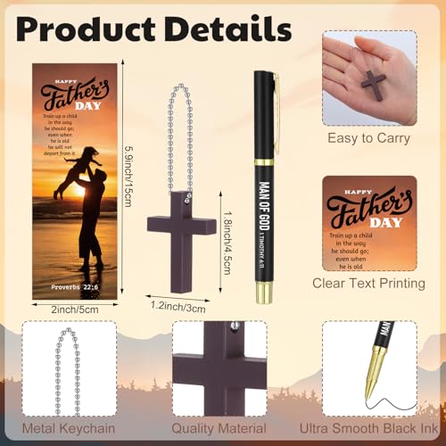 Motiskyy 24 Sets Man of God Bible Verse Pens with Bookmarks - style: Father Day