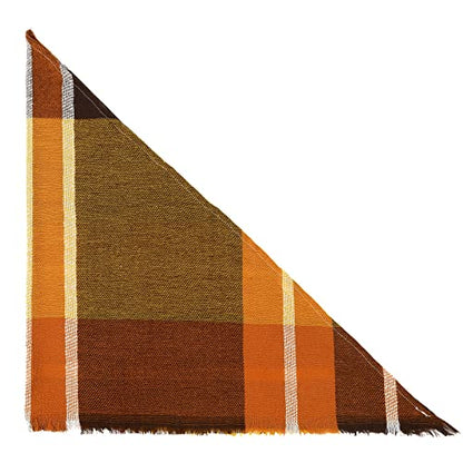 American Trends Scarfs for Women Winter Triangle Scarf Classic Plaid Warm Scarf Soft Scarves Knitted Wrap Shawl - color: Brown & Orange