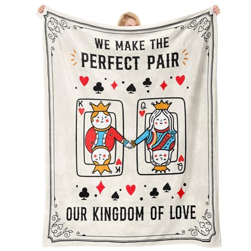 Gifts for Girlfriend/Boyfriend Blanket - "King & Queen" Poker Theme Throw, Romantic I Love You Gifts for Couples, Husband&Wife, Him&Her, Wedding Anniversary Present for Bed Sofa Napping, Pokerist Gift - size: I Love You