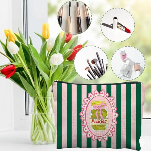 Pickle Lover Gifts Canvas Makeup Bag for Women - color: pickles