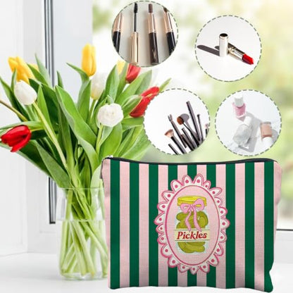 Pickle Lover Gifts Canvas Makeup Bag for Women - color: pickles