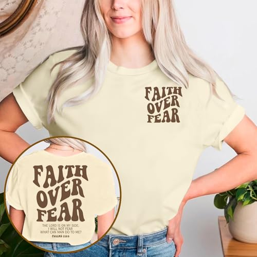Christian Shirts for Women Bible Verse Shirt Jesus Faith T-Shirt Inspirational Religious Gift Tee Tops - color: Apricot1, size: Large