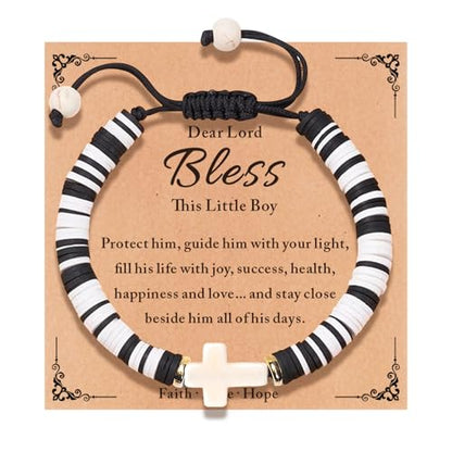Cute Cross Bracelet Teen Girl Gifts Trendy Stuff Christian Gifts for Kids/Girls/Boys/Teens/Women Jewelry Colorful Jesus Bracelets Christmas Religious Communion Baptism Confirmation Gifts - color: 1-Bless Boy D