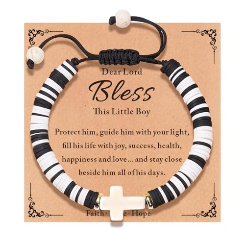 Cute Cross Bracelet Teen Girl Gifts Trendy Stuff Christian Gifts for Kids/Girls/Boys/Teens/Women Jewelry Colorful Jesus Bracelets Christmas Religious Communion Baptism Confirmation Gifts - color: 1-Bless Boy D