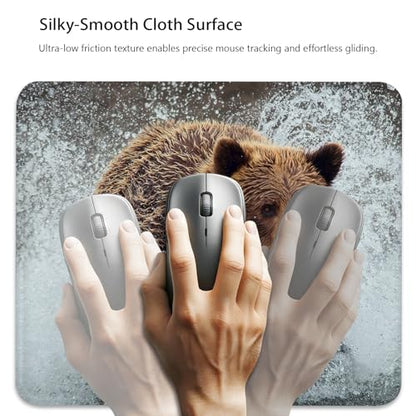 Brown Bear Splashing Through Water Mouse Pad, Durable Desk Mat - color: Brown Bear