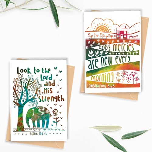 Christian Greeting Cards with Scripture, Pack of 9, Blank with Envelopes - color: Multicolored / CH4000