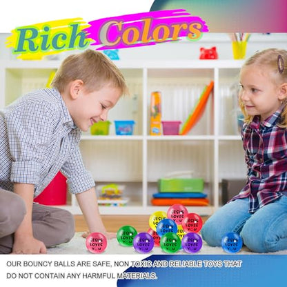 Syhood 100 Pcs Jesus Loves You Bouncy Balls Bulk Christmas Christian Party Favors 1.25" Bouncing Stress Balls Small Rubber Balls for Boys Girls Easter Party Church Class Prizes