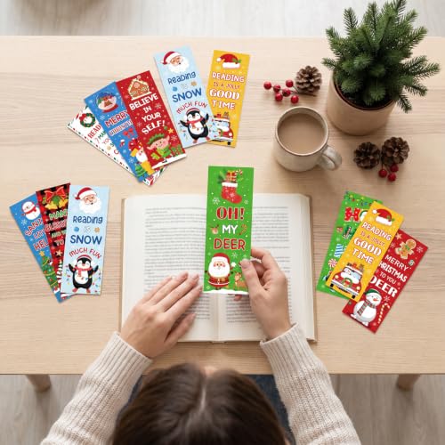 Wxiben 120 Pcs Christmas Bookmark Snowman Book Marks for Book Lovers - color: Christmas Snowman
