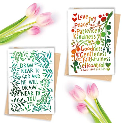 Christian Greeting Cards with Scripture, Pack of 9, Blank with Envelopes - color: Multicolored / CH4001