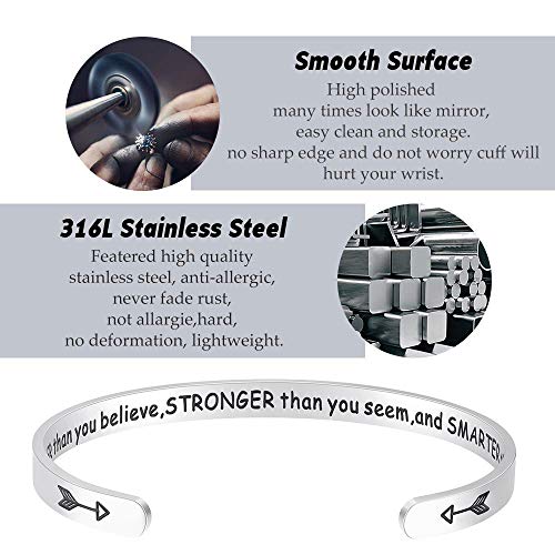Fesciory Inspirational Bracelets for Women, Stainless Steel Cuff Bangle - color: Silver-28