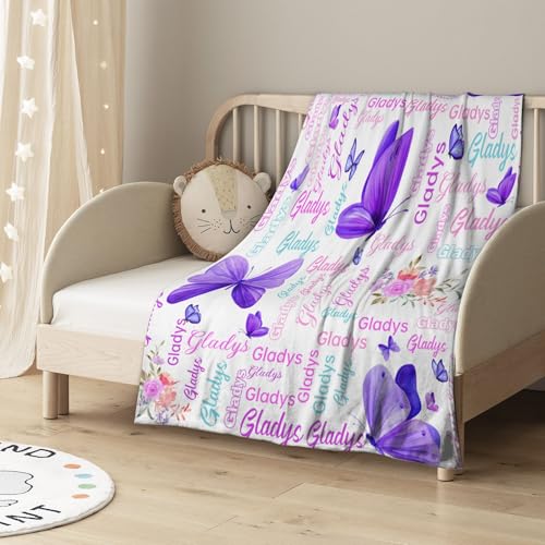 Customized Butterfly Baby Blanket - Personalized Soft Fleece Bed Throw for Toddlers, Newborns, Girls & Boys - Birthday & Christmas - color: Design10