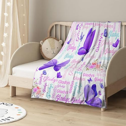 Customized Butterfly Baby Blanket - Personalized Soft Fleece Bed Throw for Toddlers, Newborns, Girls & Boys - Birthday & Christmas - color: Design10