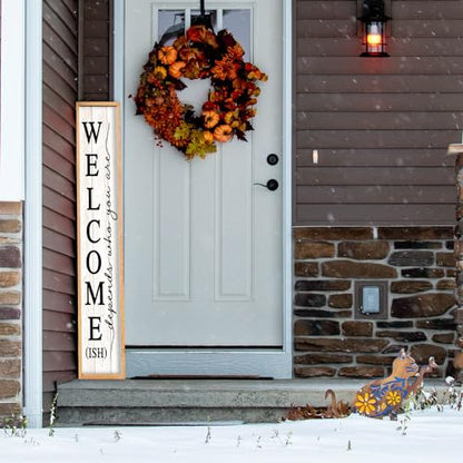 RLWangChao Welcome-ish Sign for Front Porch Standing, 45"X9", Wood White - color: Wood White Sign