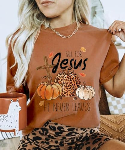 Womens Jesus Graphic Tee Bible Verse Shirts Christian Religious T Shirt Top - color: Burnt Orange-fall, size: XX-Large