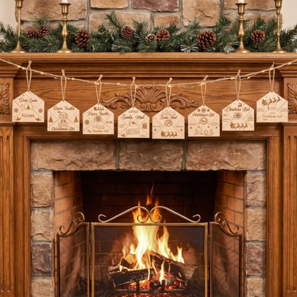 Shellwei 24 Pcs Farmhouse Wooden Christmas 3D Envelope Ornaments Bulk - style: Envelope