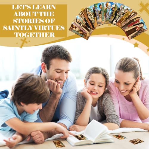 Motiskyy 120 Pcs Spanish Catholic Prayer Card with Saint Virtue Christian Holy Prayer Card Bookmark Bulk for Teacher Student Sunday School Classroom Church Bible Study Religious Party Favor - style: Spanish Virtue Style