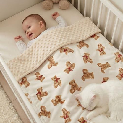 Fleece Baby Blankets for Girls & Boys, Infant Toddler Blanket - color: Beige Bear