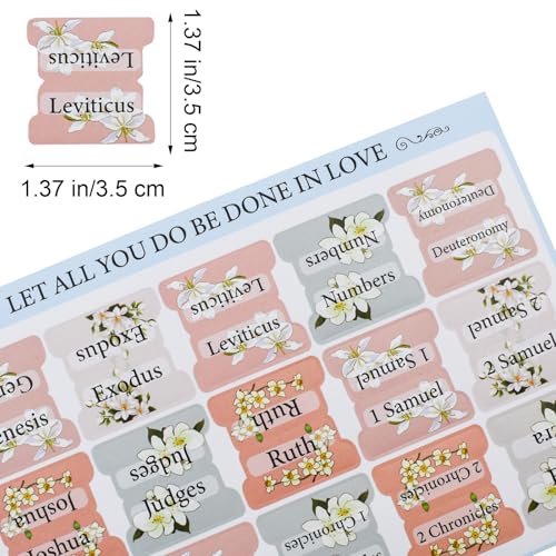 VANRA Bloom Floral Bible Tabs for Women Study Bible 75 Peel-and-Stick Large Print Laminated Bible Index Tabs Flower Bible Journaling Supplies Accessories Book Summaries Labels (Flower 1)