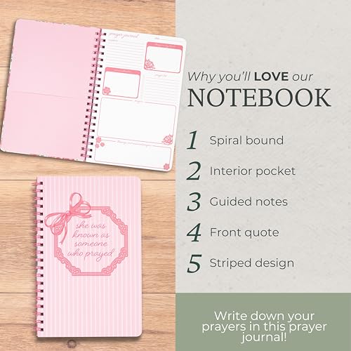 Steel Mill & Co Cute Floral Spiral Notebook Journal for Notes, 10.5" x 7.5" Prayer Journal and Church Notes Journal for Women with Durable Hardcover and 60 Lined Pages with Prompts (Someone Who Prayed) - color: Someone Who Prayed