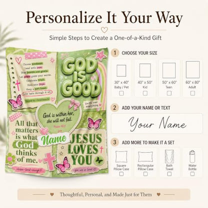 Custom Blanket for Kids Adult, God Theme Blankets for Sofa Camp Bed - color: Green