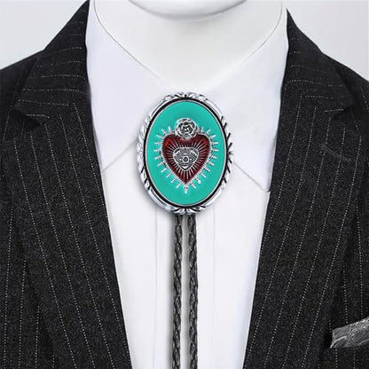 GelConnie Bolo Tie for Women Heart Cowboy Necktie Flower Gothic Mens Bolo Ties Bolero Necklace Red Western Ties for Men - color: Blue Heart Bolo Tie