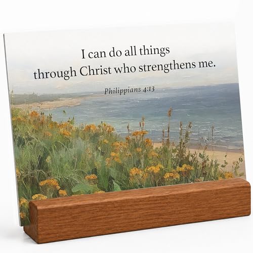 Bible Verse Cards with Wood Stand, 48 Prayer Cards for Daily Display - color: Watercolor 01