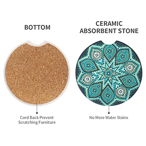 Vaincre 4 Pack Ceramic Mandala Car Coasters