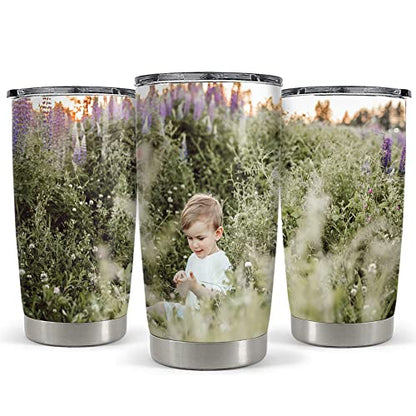 Personalized Photo Tumbler With Lid Custom Photo 20oz 30oz Tumblers with Lid Gift for Family Mom Dad Couple Best Friends Christmas Birthday Anniversary - color: Photo 2