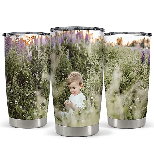 Personalized Photo Tumbler With Lid Custom Photo 20oz 30oz Tumblers with Lid Gift for Family Mom Dad Couple Best Friends Christmas Birthday Anniversary - color: Photo 2